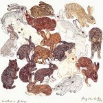 Sylvilagus brasiliensis, Pentalagus furnessi, Romerolagus diazi, Bunolagus monticularis Nanquim, 30 x 33cm (VxH) Distribuição: ver texto relacionado