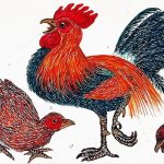Gallus gallus Nanquim, 13,9 x 29cm (VxH) Distribuição: Ásia, Europa, África, Américas e Oceania, especialmente nas florestas tropicais e subtropicais
